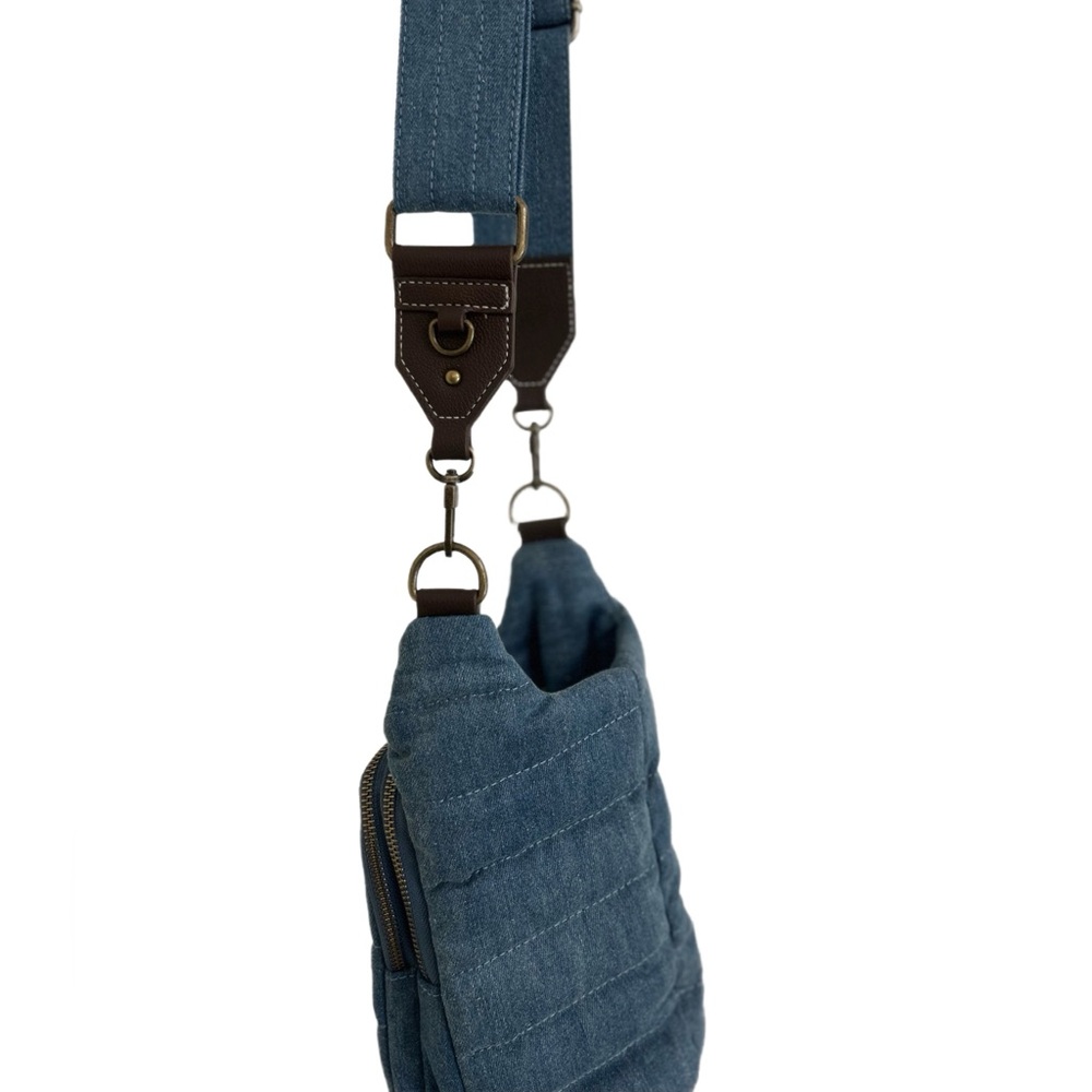 New Stylish Demin Puffer Bottle Bag Crossbody - Picture 12 of 13